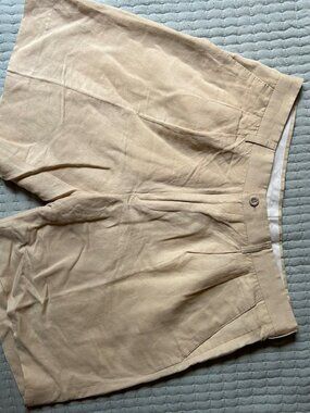 Linen Blend Tan Shorts 55% Linen Size 34